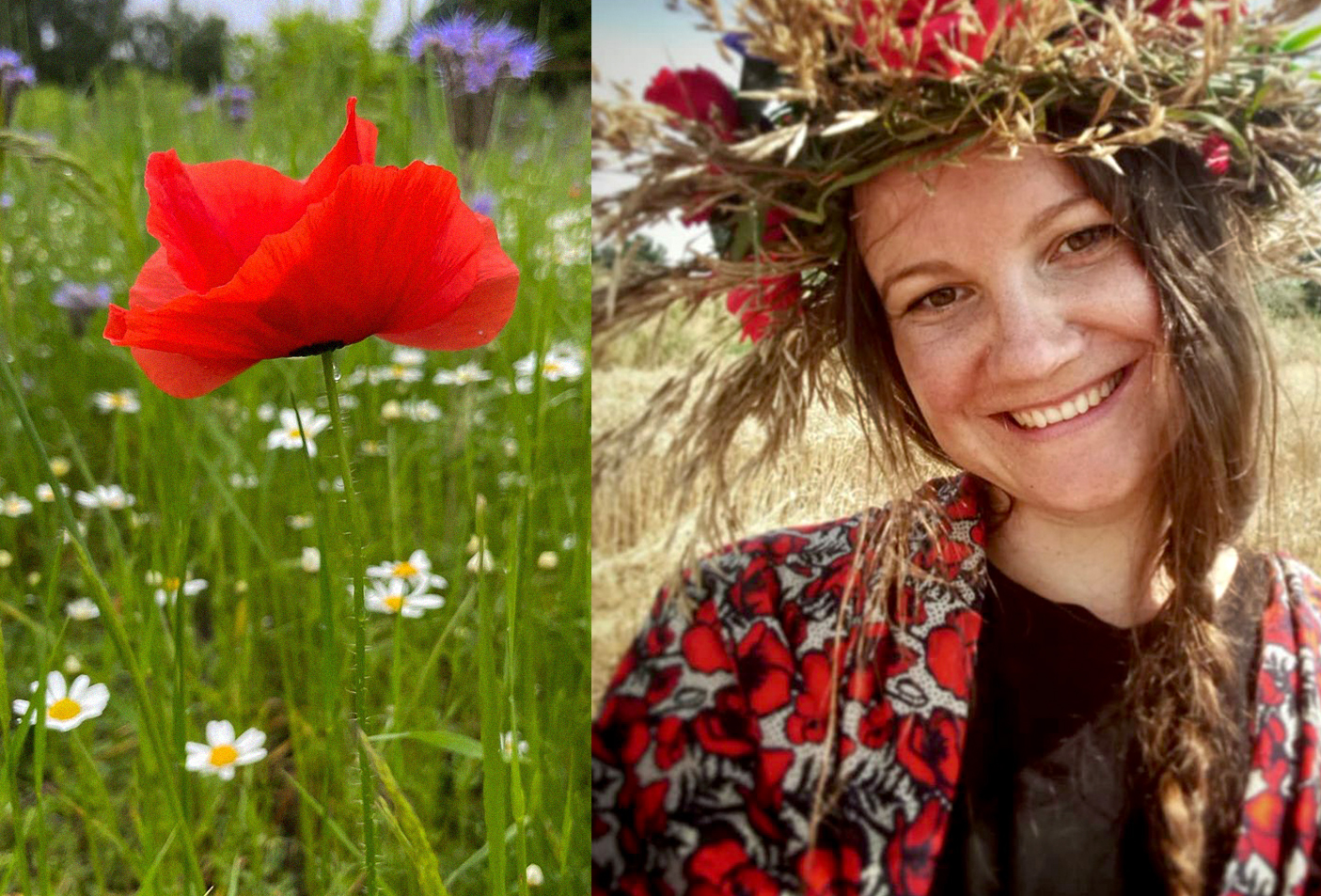 makowana panienka w wianku na głwoie